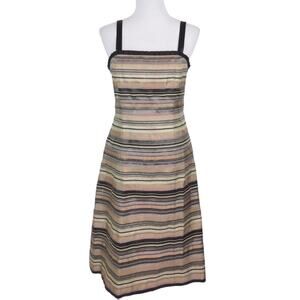 KIR Vintage Taupe & Black Ribbon Sheath Dress Women’s Size 10